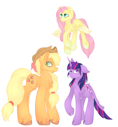 Size: 5495x5955 | Tagged: safe, artist:bewarethemusicman, imported from derpibooru, applejack, fluttershy, twilight sparkle, classical unicorn, absurd resolution, cloven hooves, leonine tail, unshorn fetlocks