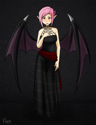 Size: 774x1015 | Tagged: safe, artist:kprovido, imported from derpibooru, fluttershy, bat pony, human, clothes, dress, female, flutterbat, goth, gothic, humanized, looking at you, race swap, solo