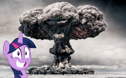 Size: 2560x1600 | Tagged: safe, imported from derpibooru, twilight sparkle, alicorn, pony, top bolt, explosion, faic, female, mare, mushroom cloud, nuclear weapon, solo, twilight sparkle (alicorn), vector, weapon