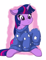 Size: 1275x1650 | Tagged: safe, artist:latecustomer, imported from derpibooru, twilight sparkle, pony, unicorn, clothes, cute, female, mare, oversized clothes, solo, sweater, twiabetes