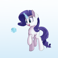 Size: 2000x2000 | Tagged: safe, artist:vanillaghosties, imported from derpibooru, rarity, diamond, female, gradient background, levitation, magic, open mouth, smiling, solo, telekinesis