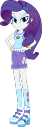 Size: 1062x3194 | Tagged: safe, artist:rustle-rose, imported from derpibooru, rarity, equestria girls, legend of everfree, clothes, female, hand on hip, high heels, shorts, simple background, socks, solo, transparent background, unamused, vector