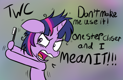 Size: 1255x815 | Tagged: safe, artist:tellytoon, artist:tellywebcartoons, imported from derpibooru, twilight sparkle, 30 minute art challenge, crazy face, faic, female, ren and stimpy, solo, space madness!, toothbrush