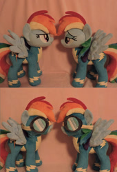 Size: 800x1178 | Tagged: safe, artist:little-broy-peep, imported from derpibooru, rainbow dash, pegasus, pony, bedroom eyes, clothes, female, goggles, irl, mare, photo, plushie, self ponidox, wonderbolts uniform