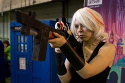 Size: 1024x683 | Tagged: artist needed, safe, imported from derpibooru, oc, oc:velvet remedy, human, fallout equestria, 2016, clothes, cosplay, costume, doctor who, irl, irl human, photo, rubronycon, tardis