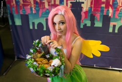 Size: 1024x683 | Tagged: artist needed, safe, imported from derpibooru, fluttershy, human, 2016, clothes, cookie, cosplay, costume, food, irl, irl human, photo, rubronycon, solo