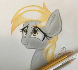 Size: 3202x2888 | Tagged: safe, artist:emberslament, imported from derpibooru, derpy hooves, pegasus, pony, slice of life (episode), colored pencil drawing, female, high res, prismacolors, scene interpretation, scrunchy face, solo, traditional art