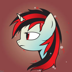 Size: 2324x2325 | Tagged: safe, artist:necr0manc3r, imported from derpibooru, oc, oc only, oc:blackjack, pony, unicorn, fallout equestria, fallout equestria: project horizons, bust, fanfic, fanfic art, female, gradient background, horn, mare, portrait, profile, solo