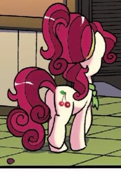 Size: 287x411 | Tagged: safe, idw, imported from derpibooru, cherry jubilee, pony, spoiler:comicff33, butt, comic, cropped, female, plot, solo