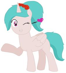 Size: 227x250 | Tagged: artist needed, safe, imported from derpibooru, oc, oc only, alicorn, pony, alicorn oc, heart, ponytail, solo