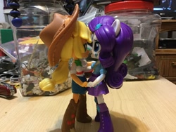 Size: 3264x2448 | Tagged: safe, artist:blackbird2, imported from derpibooru, applejack, rarity, equestria girls, clothes, doll, equestria girls minis, female, figure, irl, lesbian, photo, rarijack, shipping, skirt, toy