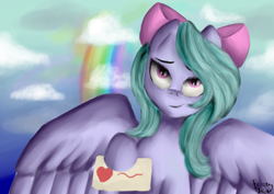 Size: 3507x2480 | Tagged: safe, artist:frozentear7, imported from derpibooru, flitter, pegasus, pony, cute, female, flitterbetes, rainbow, solo