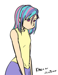 Size: 612x792 | Tagged: safe, artist:kprovido, imported from derpibooru, princess celestia, human, female, humanized, looking down, sad, simple background, solo, transparent background