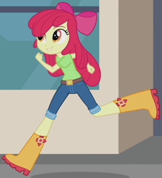 Size: 646x711 | Tagged: safe, imported from derpibooru, screencap, apple bloom, equestria girls, rainbow rocks, boots, female, green shirt, outfit catalog, shoes, solo