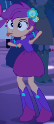 Size: 318x722 | Tagged: safe, imported from derpibooru, screencap, scootaloo, equestria girls, equestria girls (movie), chicken dance, clothes, cropped, cute, cutealoo, dress, fall formal, fall formal outfits, female, outfit catalog, scootachicken, silly, silly human, skirtaloo, solo, tongue out