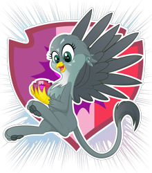 Size: 5000x5669 | Tagged: safe, artist:rainbownspeedash, imported from derpibooru, gabby, griffon, absurd resolution, cute, cutie mark, female, gabbybetes, looking down, paw pads, paws, simple background, smiling, solo, transparent background, underpaw, vector