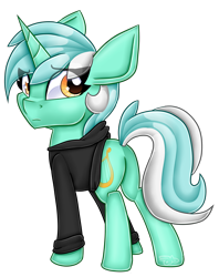 Size: 3174x4000 | Tagged: safe, artist:partylikeanartist, imported from derpibooru, lyra heartstrings, pony, unicorn, fanfic:background pony, absurd resolution, clothes, cute, dig the swell hoodie, fanfic, fanfic art, female, hoodie, jacket, looking back, lyrabetes, rear view, sad, simple background, solo, transparent background, turning, wingding eyes