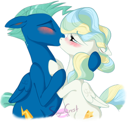 Size: 862x828 | Tagged: safe, artist:pumpiikin, imported from derpibooru, sky stinger, vapor trail, pegasus, pony, season 6, top bolt, blushing, eyes closed, female, french kiss, kissing, lidded eyes, male, mare, sexy, shipping, simple background, stallion, transparent background, vaporsky