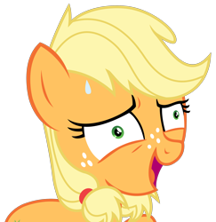 Size: 3278x3375 | Tagged: safe, artist:sketchmcreations, imported from derpibooru, applejack, where the apple lies, ah didn't listen, female, i didn't listen, nervous, open mouth, simple background, solo, sweatdrop, teenage applejack, transparent background, vector