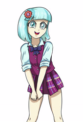 Size: 2362x3472 | Tagged: safe, artist:sumin6301, imported from derpibooru, coco pommel, equestria girls, friendship games, clothes, cocobetes, crystal prep academy, crystal prep academy uniform, crystal prep shadowbolts, cute, female, flower, flower in hair, open mouth, pleated skirt, school uniform, skirt, solo