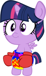 Size: 1327x2191 | Tagged: safe, artist:megarainbowdash2000, imported from derpibooru, twilight sparkle, alicorn, pony, baby, baby pony, babylight sparkle, boxing gloves, cute, diaper, female, simple background, solo, transparent background, twiabetes, twilight sparkle (alicorn), younger