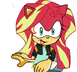 Size: 509x477 | Tagged: safe, artist:ilovesunsetshimmer99, imported from derpibooru, sunset shimmer, anthro, crossover, cursed image, sonic the hedgehog (series), sonic x, sonicified