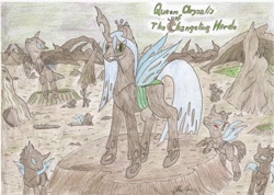 Size: 2336x1664 | Tagged: safe, artist:stardustchild01, imported from derpibooru, queen chrysalis, changeling, changeling queen, female, traditional art