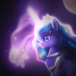 Size: 1024x1024 | Tagged: safe, artist:lmgchikess, imported from derpibooru, princess luna, alicorn, pony, female, magic, mare, night, solo