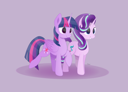 Size: 2848x2056 | Tagged: safe, artist:dybekscoots, imported from derpibooru, starlight glimmer, twilight sparkle, alicorn, pony, unicorn, female, mare, twilight sparkle (alicorn), walking