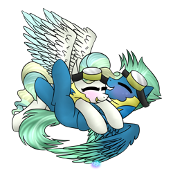 Size: 1024x1024 | Tagged: safe, artist:northlights8, imported from derpibooru, sky stinger, vapor trail, pegasus, pony, top bolt, colored wings, colored wingtips, cute, female, male, mare, missing cutie mark, shipping, simple background, stallion, straight, transparent background, vaporbetes, vaporsky