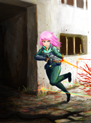 Size: 1476x1989 | Tagged: safe, artist:dzetawmdunion, imported from derpibooru, human, gun, solo, weapon