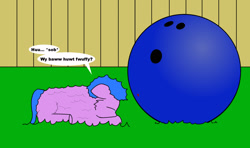 Size: 1800x1062 | Tagged: safe, artist:foxhoarder, imported from derpibooru, fluffy pony, bowling ball, crying, fluffy pony original art, pain, stupidity