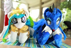 Size: 1200x800 | Tagged: safe, artist:hutouluosha, artist:rainbow scratch, artist:yukandasama, imported from derpibooru, princess celestia, princess luna, human, fursuit, irl, irl human, photo, rainbow scratch(coser), yukandasama(coser)
