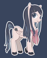 Size: 364x445 | Tagged: safe, artist:牛【仕事募集中】, imported from derpibooru, pegasus, pony, bow, danganronpa, female, mare, pixiv, ponified, sayaka maizono, solo, unshorn fetlocks