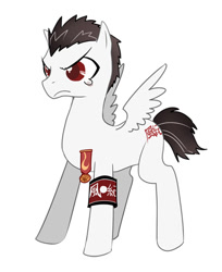 Size: 403x493 | Tagged: safe, artist:牛【仕事募集中】, imported from derpibooru, pegasus, phoenix, pony, armband, crying, danganronpa, kiyotaka ishimaru, male, pixiv, ponified, simple background, solo, stallion, white background