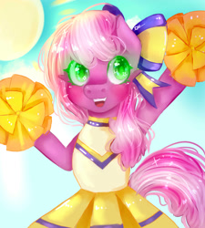 Size: 1800x2000 | Tagged: safe, artist:bossmeow, imported from derpibooru, cheerilee, the cart before the ponies, cheeribetes, cheerileeder, cheerleader, colored pupils, cute, female, glowing eyes, smiling, solo, starry eyes, wingding eyes