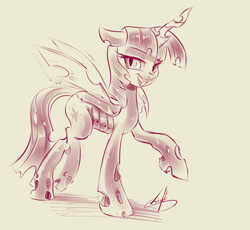 Size: 1883x1736 | Tagged: safe, artist:light262, imported from derpibooru, twilight sparkle, alicorn, changeling, changelingified, female, sketch, solo, species swap, twilight sparkle (alicorn), twiling