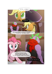 Size: 3541x5016 | Tagged: safe, artist:gashiboka, imported from derpibooru, applejack, pinkie pie, spike, dragon, earth pony, pony, comic:recall the time of no return, comic, edgy, older, older spike