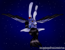 Size: 1299x1000 | Tagged: safe, artist:symphstudio, artist:xxmissteaxx, imported from derpibooru, oc, oc only, pegasus, pony, flying, night, solo, tongue out