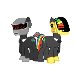 Size: 1200x1200 | Tagged: safe, artist:seyrii, imported from derpibooru, artifact, daft punk, duo, guy-manuel de homem-christo, ponified, simple background, thomas bangalter, transparent background