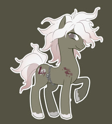 Size: 491x543 | Tagged: safe, artist:牛【仕事募集中】, imported from derpibooru, pony, colored pupils, danganronpa, danganronpa 2, gray background, looking at you, nagito komaeda, pixiv, ponified, raised hoof, simple background, smirk, solo