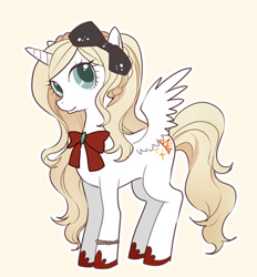 Size: 434x468 | Tagged: safe, artist:牛【仕事募集中】, imported from derpibooru, alicorn, pony, bow, danganronpa, danganronpa 2, female, hair bow, mare, pixiv, ponified, simple background, solo, sonia nevermind, spread wings, wings