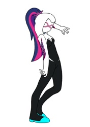 Size: 850x1200 | Tagged: safe, artist:linedraweer, imported from derpibooru, sci-twi, twilight sparkle, equestria girls, clothes, commission, costume, female, halloween, solo, spider-gwen