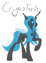 Size: 2142x2934 | Tagged: safe, artist:fatal-keystroke, imported from derpibooru, oc, oc only, oc:queen cryostasis, changeling, changeling queen, blue changeling, changeling oc, changeling queen oc, female, solo