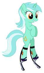 Size: 1200x2000 | Tagged: safe, artist:shujuwii, imported from derpibooru, lyra heartstrings, pony, unicorn, bipedal, female, looking down, prosthetics, simple background, smiling, solo, teeth, transparent background, vector