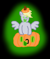 Size: 369x436 | Tagged: safe, artist:barbra, imported from derpibooru, derpy hooves, pegasus, pony, female, jack-o-lantern, mare, pumpkin, solo