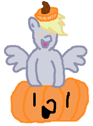 Size: 232x314 | Tagged: safe, artist:barbra, imported from derpibooru, derpy hooves, pegasus, pony, female, jack-o-lantern, mare, pumpkin, solo