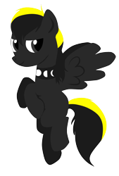 Size: 1924x2844 | Tagged: source needed, safe, artist:tayarinne, imported from derpibooru, oc, oc only, oc:shadow whip, pegasus, pony, 2017 community collab, derpibooru community collaboration, collar, lidded eyes, simple background, solo, transparent background