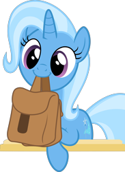 Size: 8717x11912 | Tagged: safe, artist:pink1ejack, imported from derpibooru, trixie, pony, unicorn, to where and back again, absurd resolution, bag, cute, diatrixes, female, mare, mouth hold, simple background, smiling, solo, to saddlebags and back again, transparent background, vector