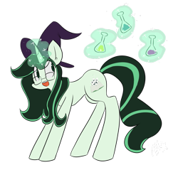 Size: 1023x978 | Tagged: safe, artist:silverknight27, imported from derpibooru, oc, oc only, oc:ivy league, pony, unicorn, hat, magic, potion, solo, witch hat